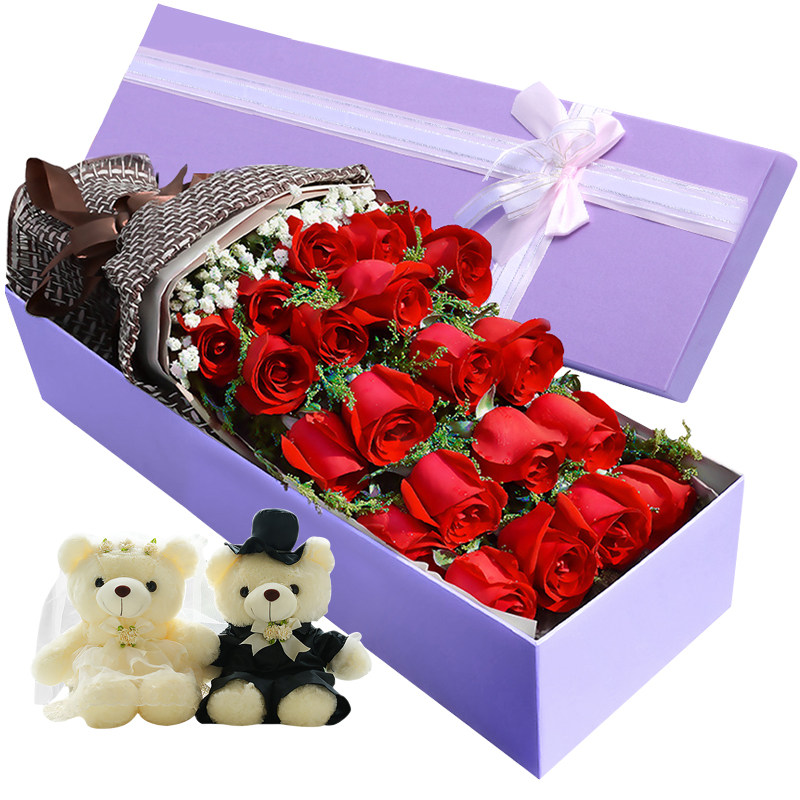 哈尔滨鲜花速递红玫瑰花束礼盒道里吉林长春大连同城生日配送花店