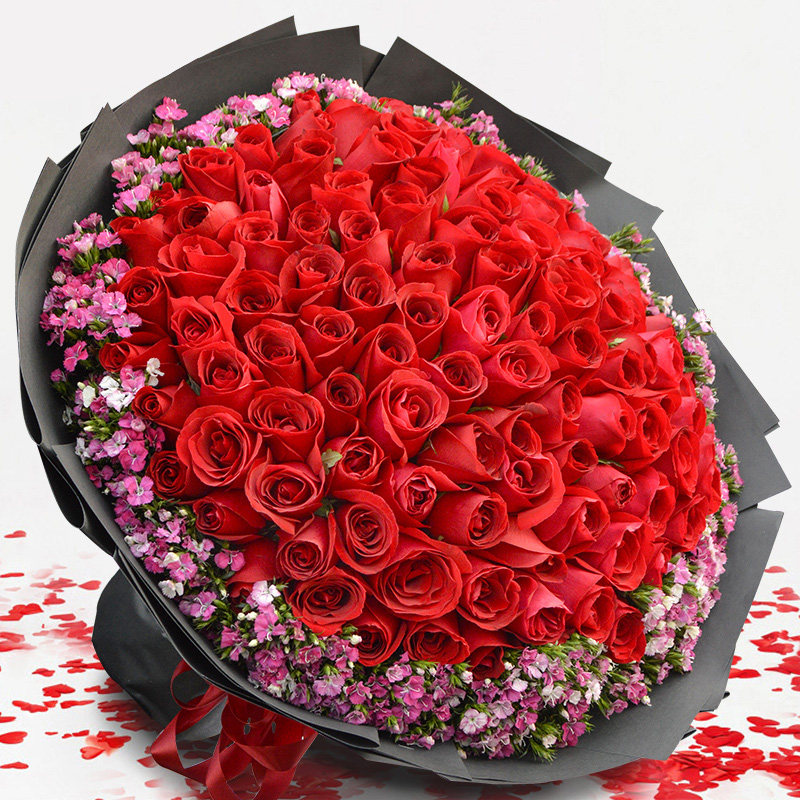 99朵红玫瑰花束廊坊鲜花速递同城安次广阳固安永清香河生日送花店