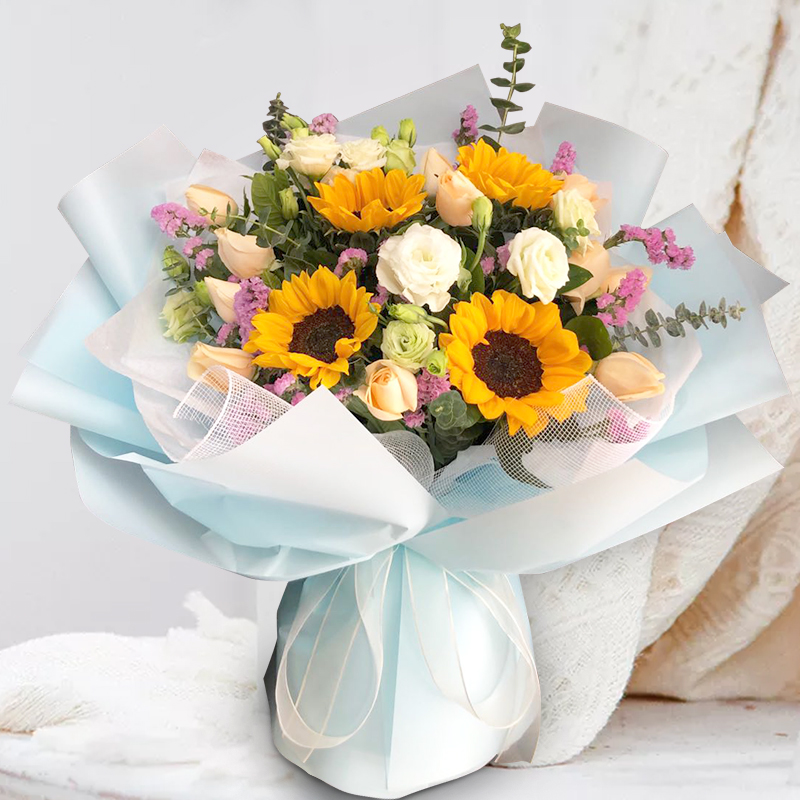 父亲节西安向日葵毕业鲜切花束鲜花速递同城生日碑林灞桥雁塔送花