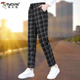 啄木鸟时尚 直筒宽松显瘦百搭复古裤 高腰格子休闲裤 女2026春秋新款