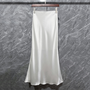 强推B入南油现货轻奢进口三醋酸缎面半身裙性感鱼尾裙侧开衩半裙