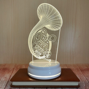 礼夜光管乐器萨克斯台灯USB小夜灯3d卧室LED床头灯情人节生日礼物