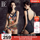女士连体泳衣高级感印花显瘦竞速游泳衣 大码 BE范德安2026新款 爆款