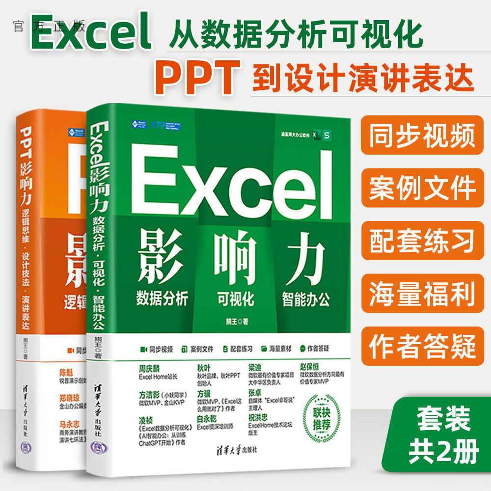 【官方正版新书】Excel+PPT办公双刃剑：从数据分析可视化到设计演讲表达 熊王 清华大学出版社  Excel-表处理软件 PPT-图形软件