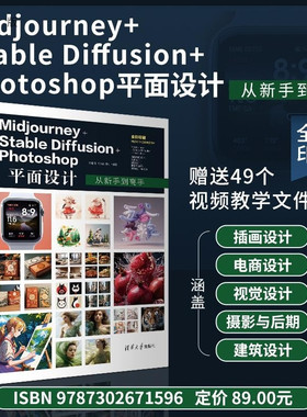 【官方正版新书】Midjourney+Stable Diffusion+Photoshop平面设计从新手到高手 李楠楠