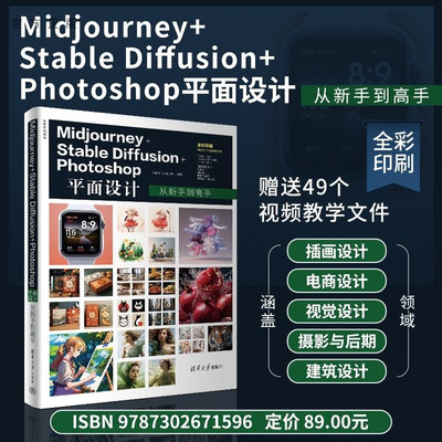 【官方正版新书】Midjourney+Stable Diffusion+Photoshop平面设计从新手到高手 李楠楠