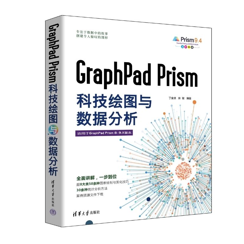 【清华正版新书】 GraphPad Prism科技绘图与数据分析 丁金滨 宗敏 清华大学出版社 科学研究工作-图表-绘图软件