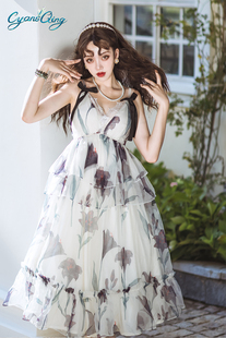 吊带JSK全款 准现货链接 青LO原创Lolita连衣裙 黑百合2.0