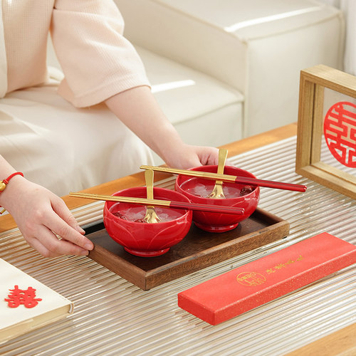 高档结婚礼物送新人喜碗筷套装