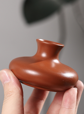 潮州朱泥花瓶盖置茶壶盖置纯手工盖托紫砂盖置功夫茶具配件茶宠件