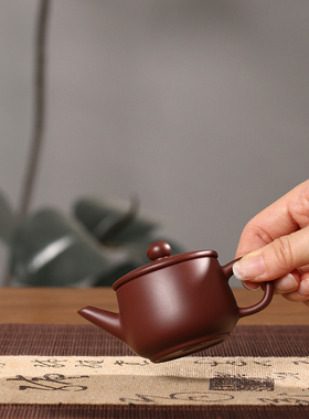 潮州功夫茶手拉紫泥汉瓦大口泡茶壶陶壶一壶一杯工夫紫泥手工茶壶