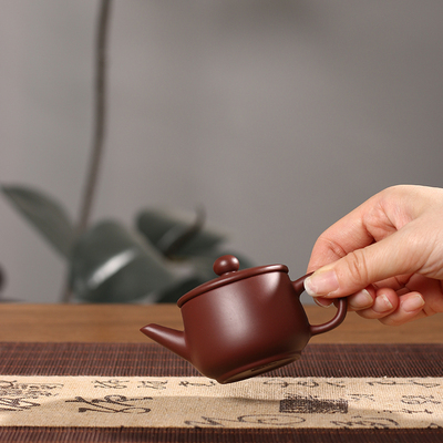 潮州功夫茶手拉紫泥汉瓦大口泡茶壶陶壶一壶一杯工夫紫泥手工茶壶