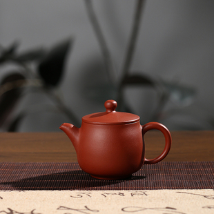 潮州手工朱泥朝阳壶手拉壶三杯冲茶罐功夫茶具家用冲茶壶紫砂