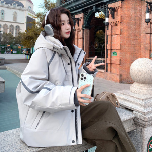 工装风连帽加厚羽绒服外套女深冬2025新款白鸭绒爆款派克服高级感图片