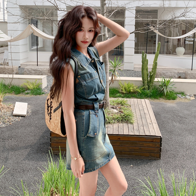 首发新款2026夏季高品质牛仔背心裙配腰带6052P165控268