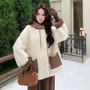 首发新款 高品质羊羔毛拼接针织皮毛一体2927P225控338 2025冬季