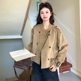 新款2026春季高品质短款麂皮绒外套6009P165控268，女装短外套，2C100