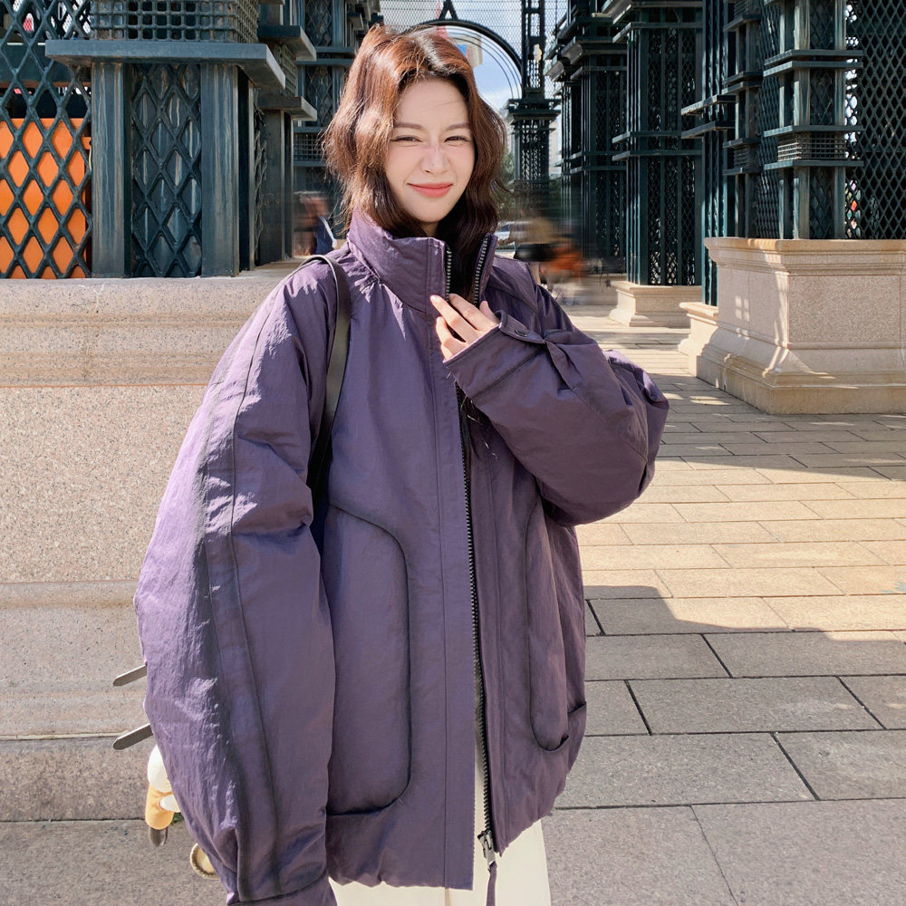 韩版减龄立领面包服女2025年冬季新款宽松加厚显瘦90白鸭绒羽绒服图片