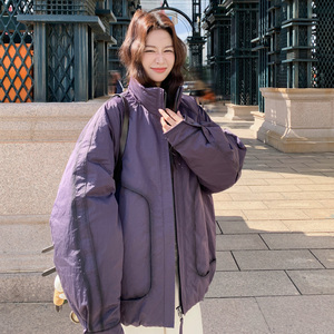 韩版减龄立领面包服女2025年冬季新款宽松加厚显瘦90白鸭绒羽绒服图片