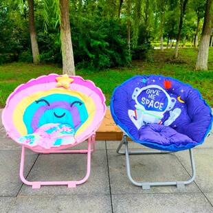 索普外贸加厚棉儿童月亮沙发椅折叠棉椅家用户外大承重阳台休闲椅