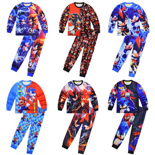 秋季童装sonic刺猬索尼克音速小子男童睡衣套装儿童家居服两件套