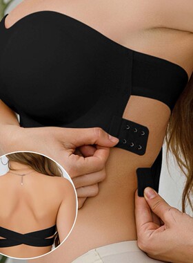 性感女式无肩带软钢圈内衣文胸交叉侧扣内衣TemuShein欧美亚马逊