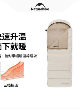 挪客日暄信封带帽增温棉睡袋户外露营成人加厚可拼接电加热披肩