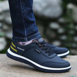 男士鞋子2026春季新款真皮软底皮鞋男款爸爸潮流透气轻便运动板鞋