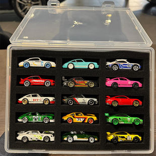 玩具车展示盒亚克力透明防尘车模盒风火轮收纳陈列架带车位收藏盒