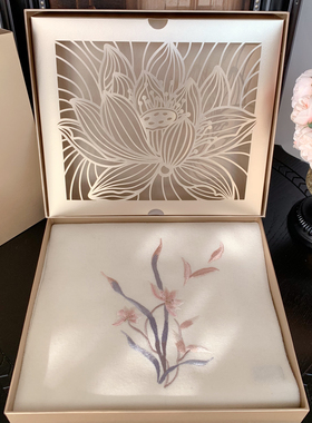 纯羊毛围巾幽兰花影冬季生日礼物送妈妈婆婆礼盒包装代写贺卡