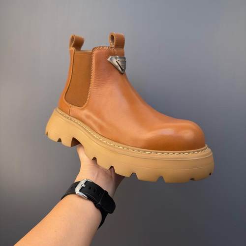 马皮鞋2024秋冬季中帮增高圆头