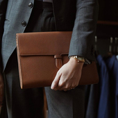 手抓包男士 FENG皮匠 头层牛皮手拿包男手工真皮夹包绅士搭配 手包