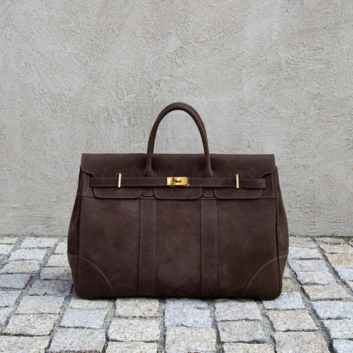 FENG皮匠高端旅行袋男士手工真皮手提包大容量麂皮行李包旅行包