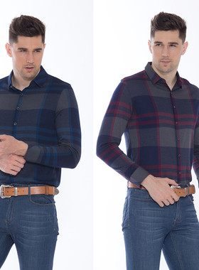 新款专柜正品 欧林雅竹纤维男士衬衫保暖商务衬衣FY84101/FY86118