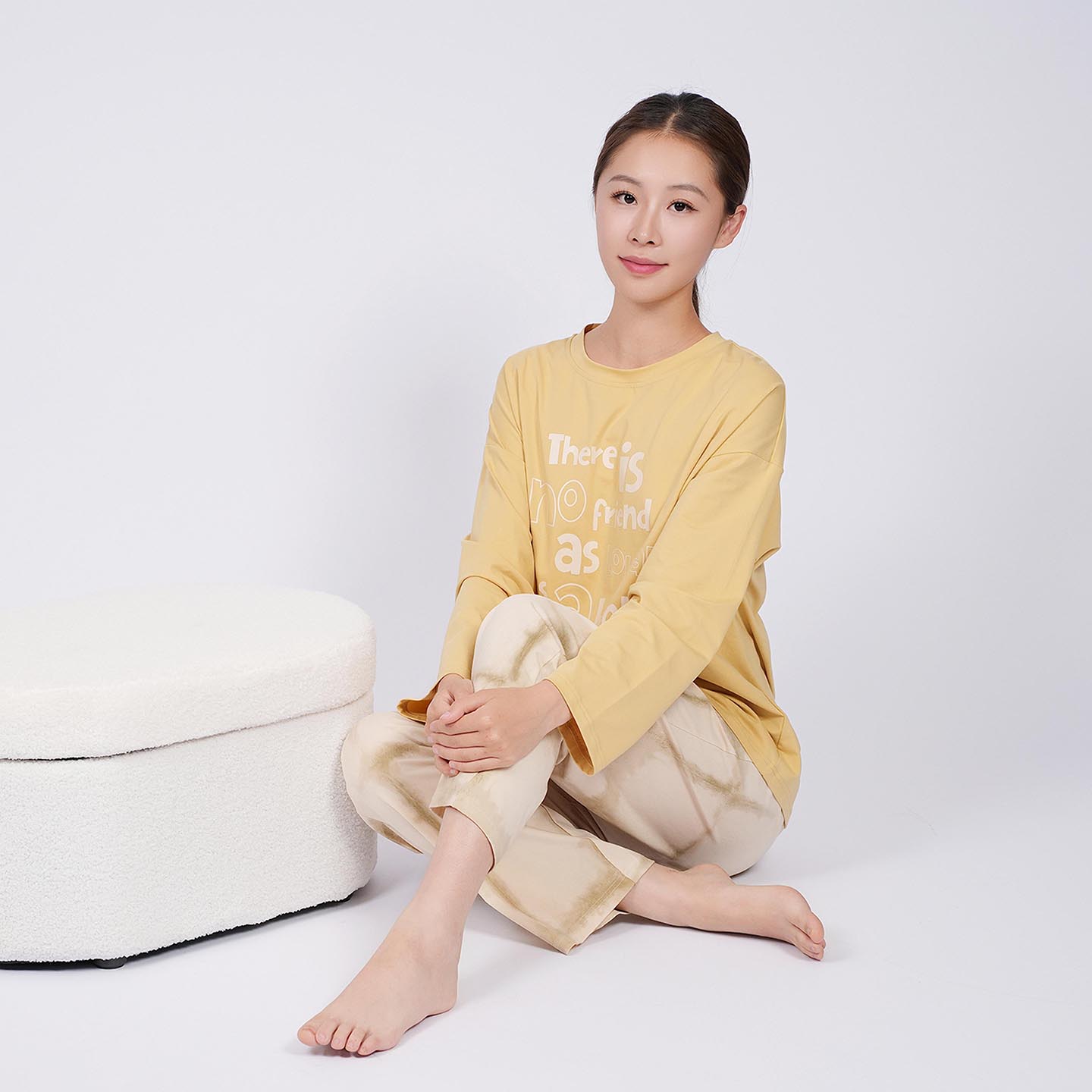 新款 正品欧林雅纯棉圆领长袖臻品超柔女士家居服睡衣FJS7205