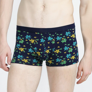 专柜正品欧林雅竹纤维男士抗菌平角内裤枫叶印花男内裤3018