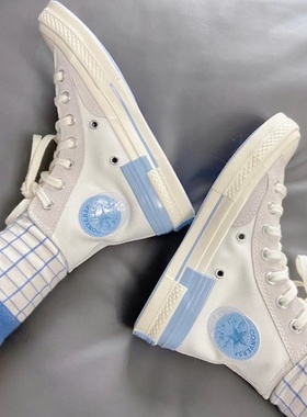 Converse匡威白蓝1970S鸳鸯拼接水晶标男女高帮系带帆布鞋173100C
