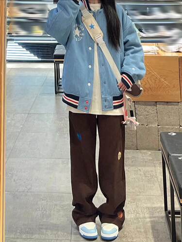 匡威休闲男水洗牛仔棒球服外套