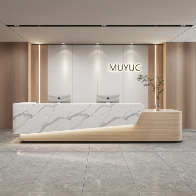 简约公司前台接待台酒店大厅服务台办公室前台桌售楼部吧台收银台