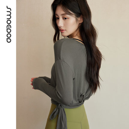 水沐伊朵瑜伽服女2025运动上衣速干健身长袖T恤普拉提罩衫50217