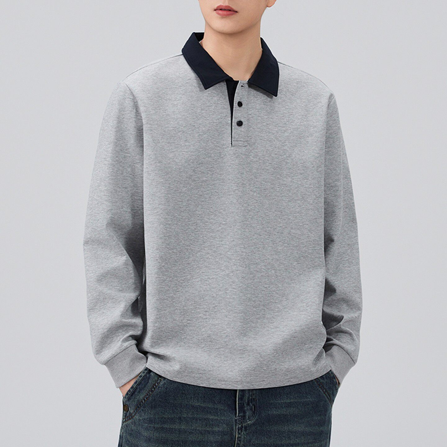春秋季翻领卫衣男长袖POLO衫2026新款男友风宽松打底T恤外穿衣服