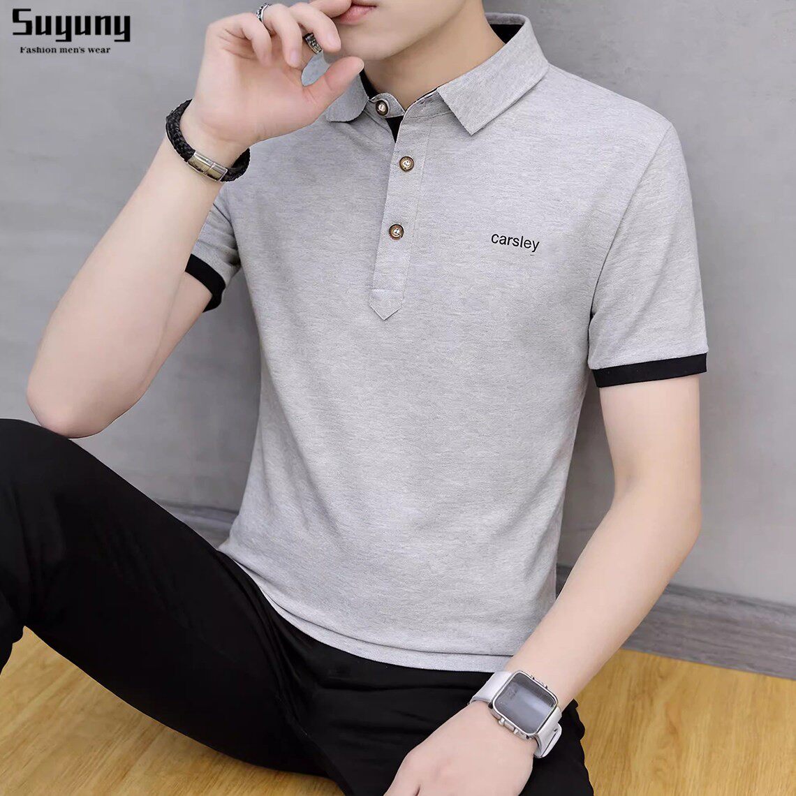 翻领短袖纯棉修身通勤商务休闲夏季2026新款POLO衫男式半袖上衣服