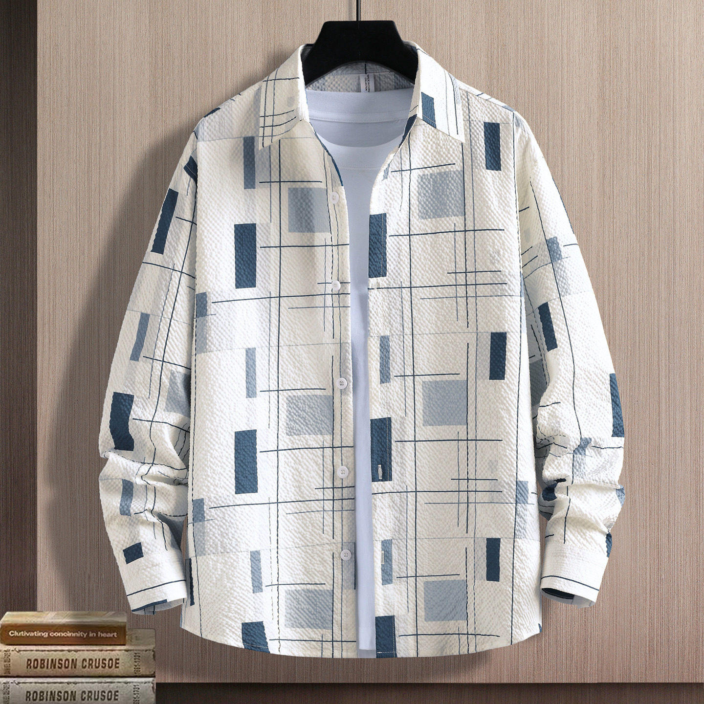 2026年新款春秋季长袖衬衫男士潮流百搭韩版休闲格子衬衣外套男装