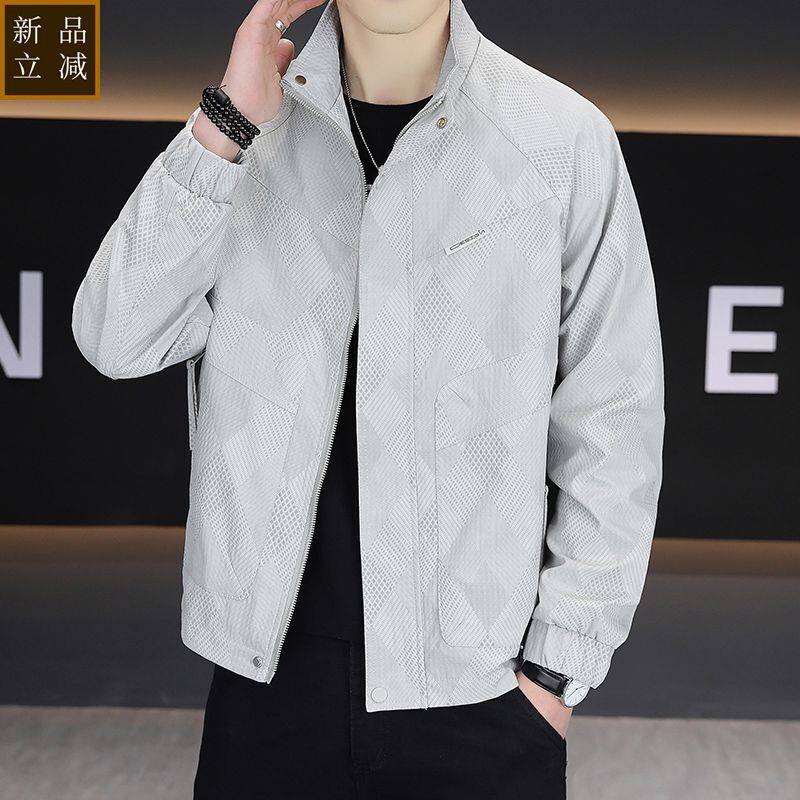 春秋季立领青少年男士工装夹克潮流时尚休闲学生帅气宽松薄款外套