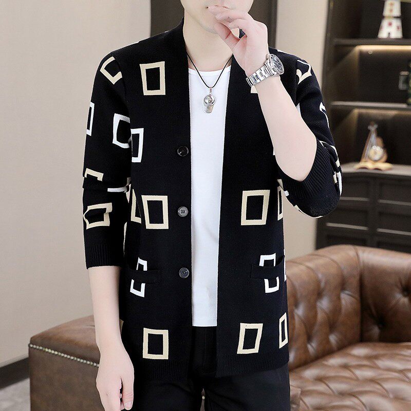 春秋季薄款针织开衫男士2025新款青年时尚潮流毛衣外套男披风百搭