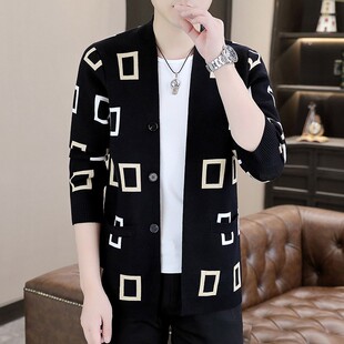 春秋季薄款针织开衫男士2025新款青年时尚潮流毛衣外套男披风百搭