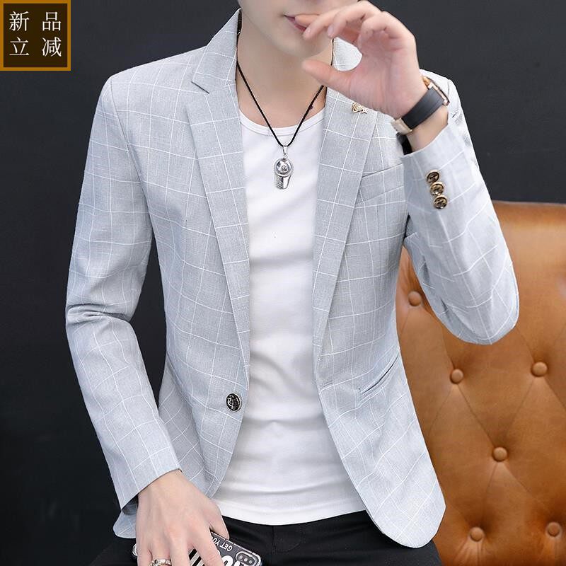 品质西装外套男士修身韩版潮流帅气小西服休闲薄款秋季青中年单西
