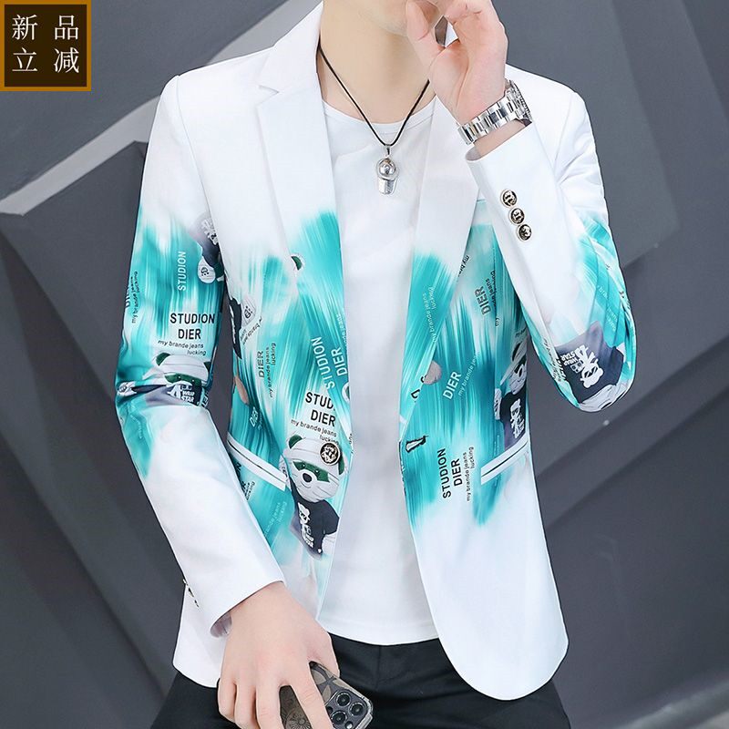 品质渐变色西服男春秋季2026新款修身潮流帅气休闲小西装男装春装