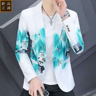 品质渐变色西服男春秋季2026新款修身潮流帅气休闲小西装男装春装