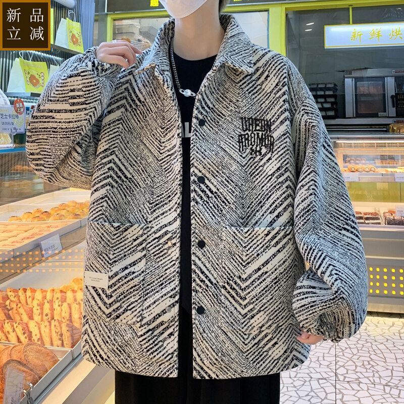 品质2026新款春秋季翻领夹克男青年学生高档帅气百搭休闲短款毛呢